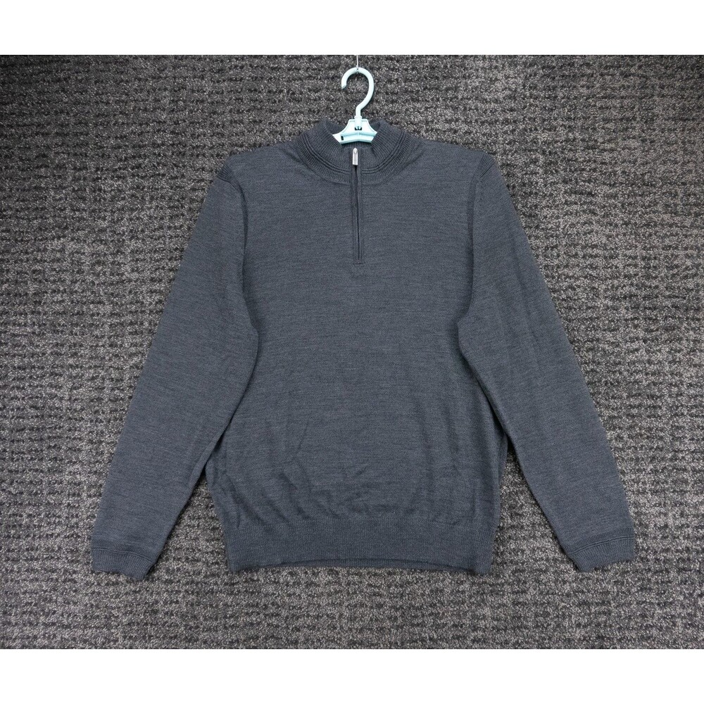 Jos A Bank Traveler Sweater Mens XL Gray 1/4 Zip Travel Tech Wool Blend NWT